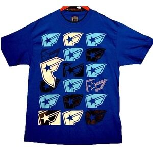 Famous Stars & Straps Mens Blue Graphic Logo T-Shirt Size Large Streetwear